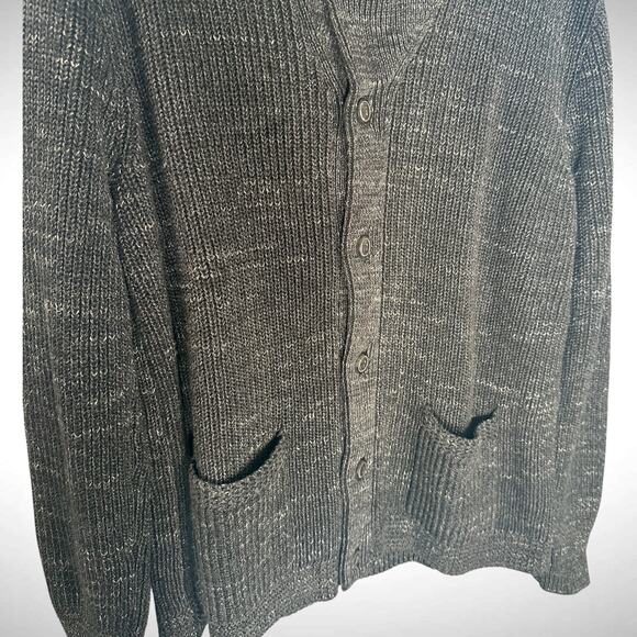 Polo Ralph Lauren Men's Size L Gray Button Up Fisherman Cardigan Sweater Cotton - Picture 6 of 14